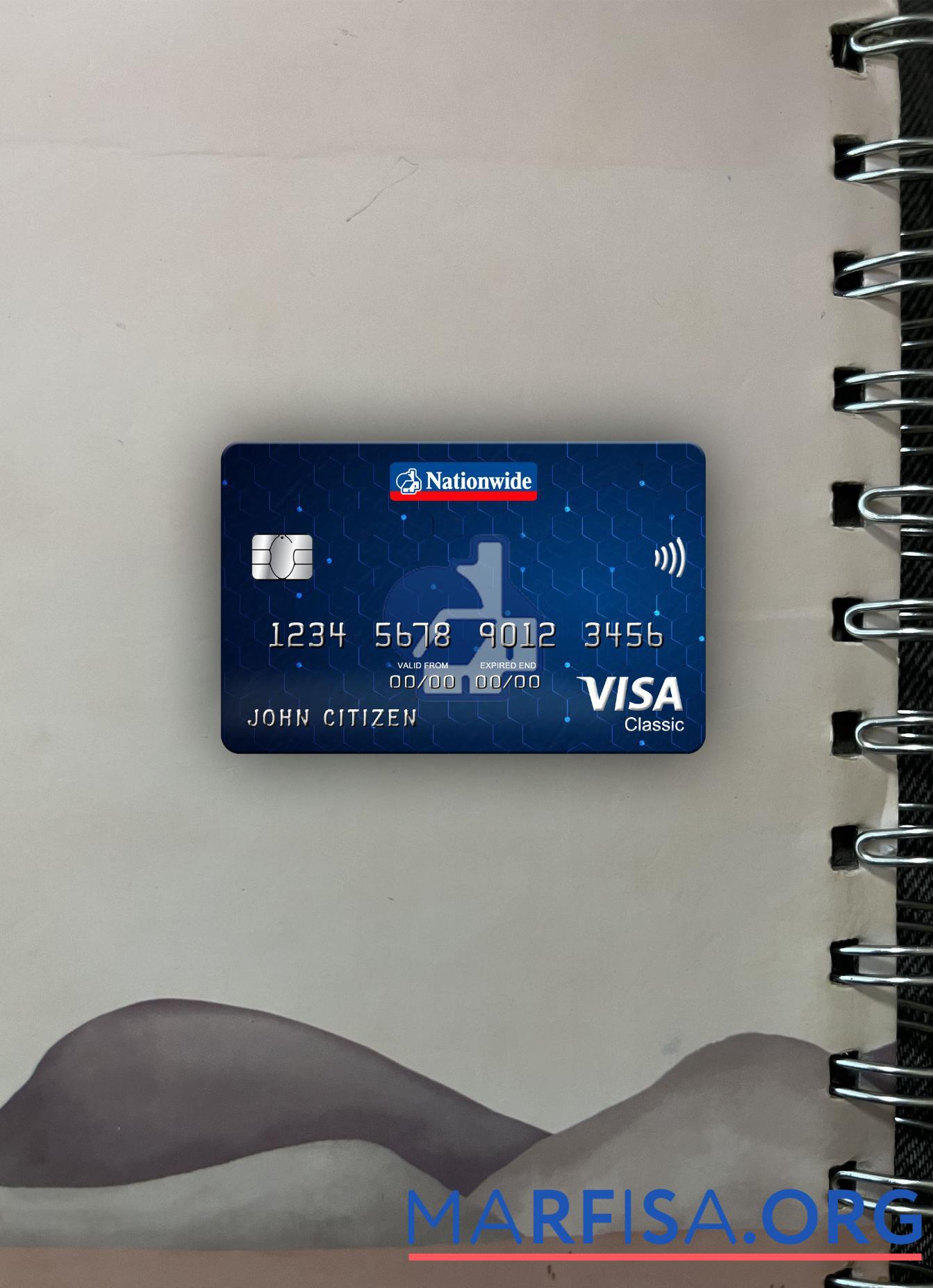 Downloadable United Kingdom Nationwide bank visa classic card photolook front real example